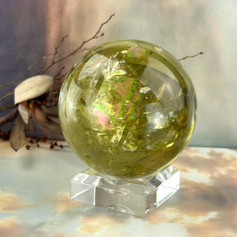 Crystal Ball With Rainbow Inclusions