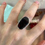 Tool Marked Silver Oval Ring