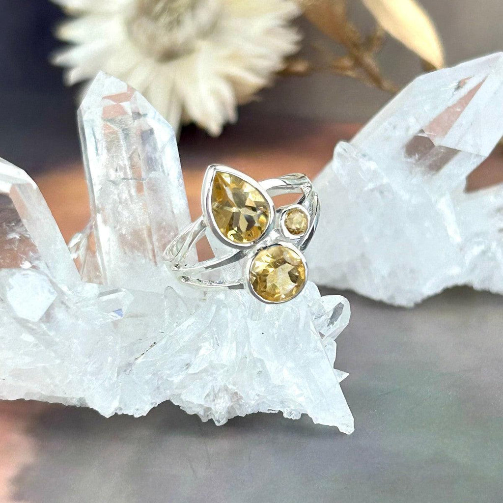 Ladies Citrine Crystal Ring