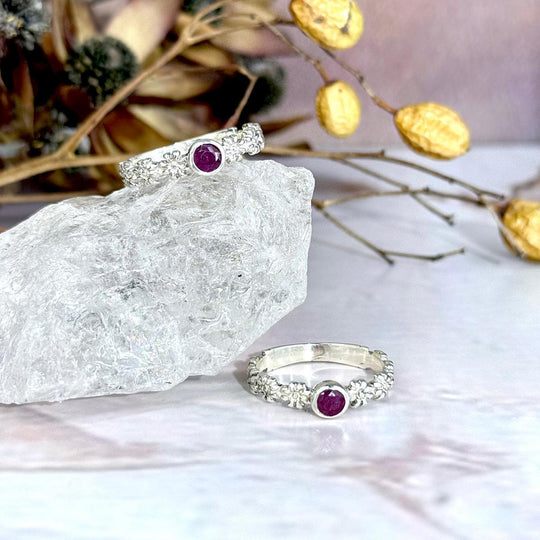 Ruby Flower Band Ring