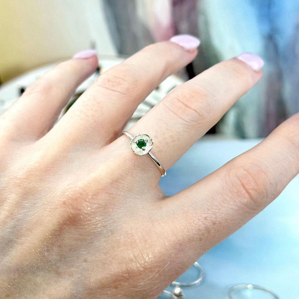 Emerald Fine Silver Ring