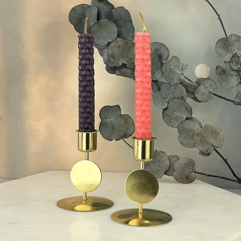 Moon Phase Brass Candle Holders