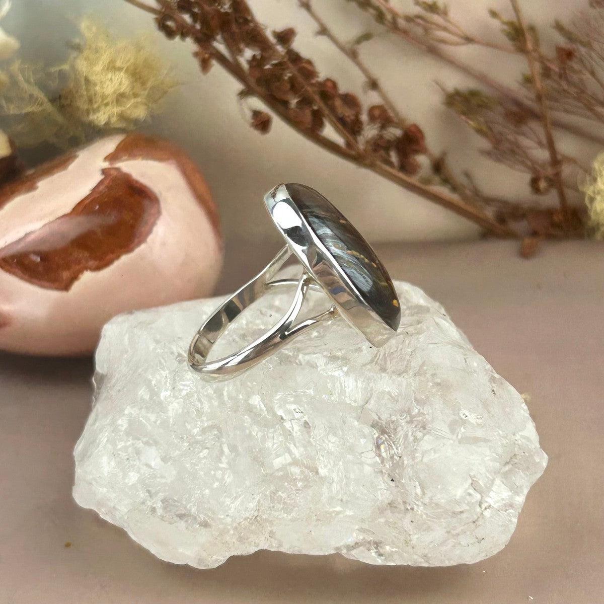 Iron Tiger Eye Oval Ring