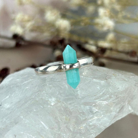 Amazonite Double Terminated Point Ring