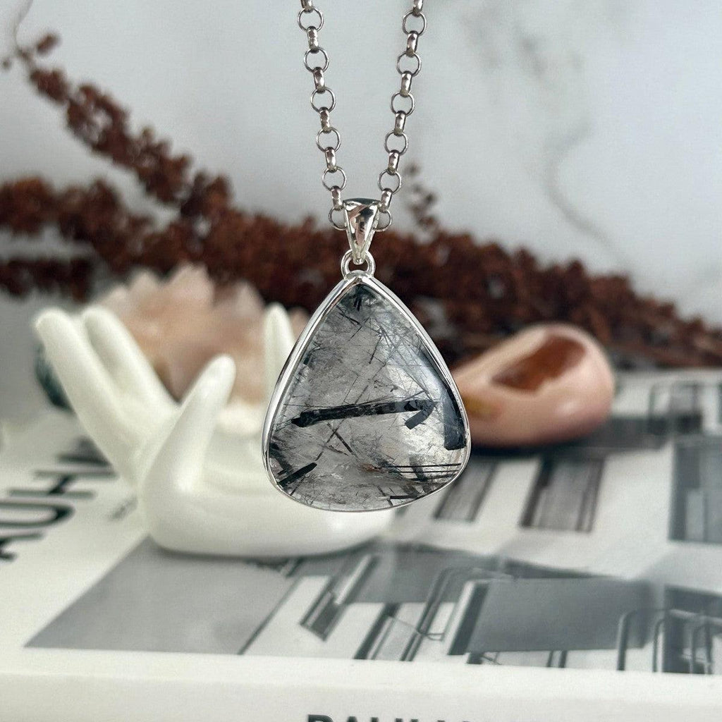 Black Rutile Sterling Silver Pendant