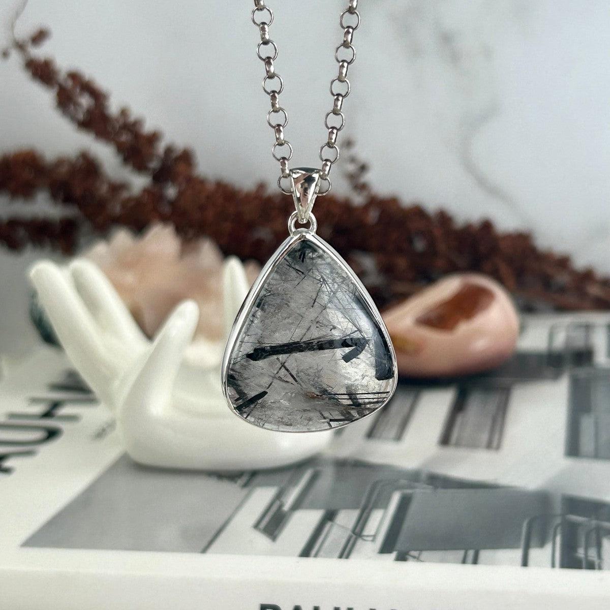 Black Rutile Sterling Silver Pendant
