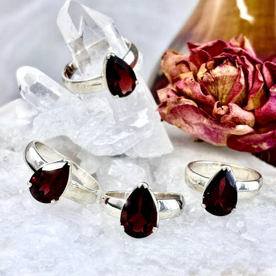 Garnet Teardrop Cut Ring