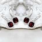 Garnet Square Drop Earring