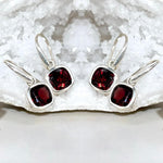 Garnet Square Drop Earring