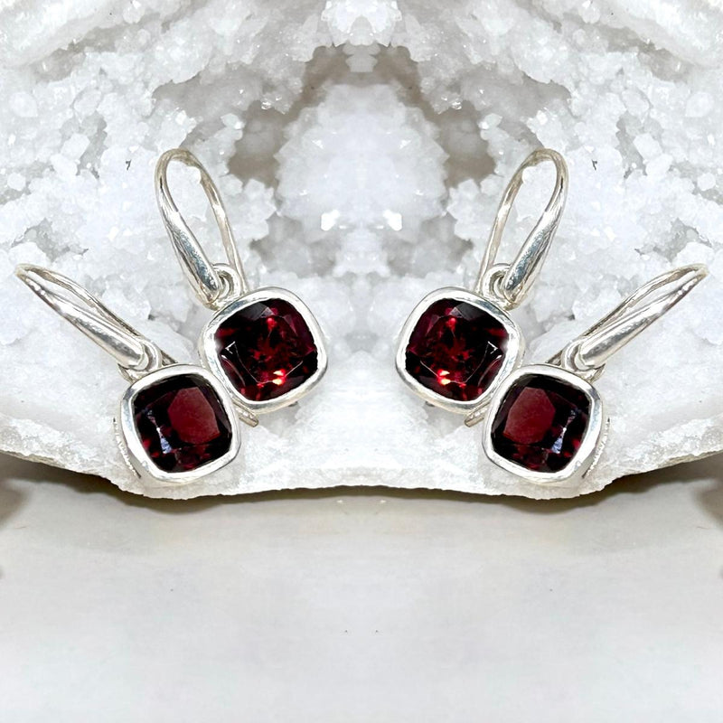Garnet Square Drop Earring