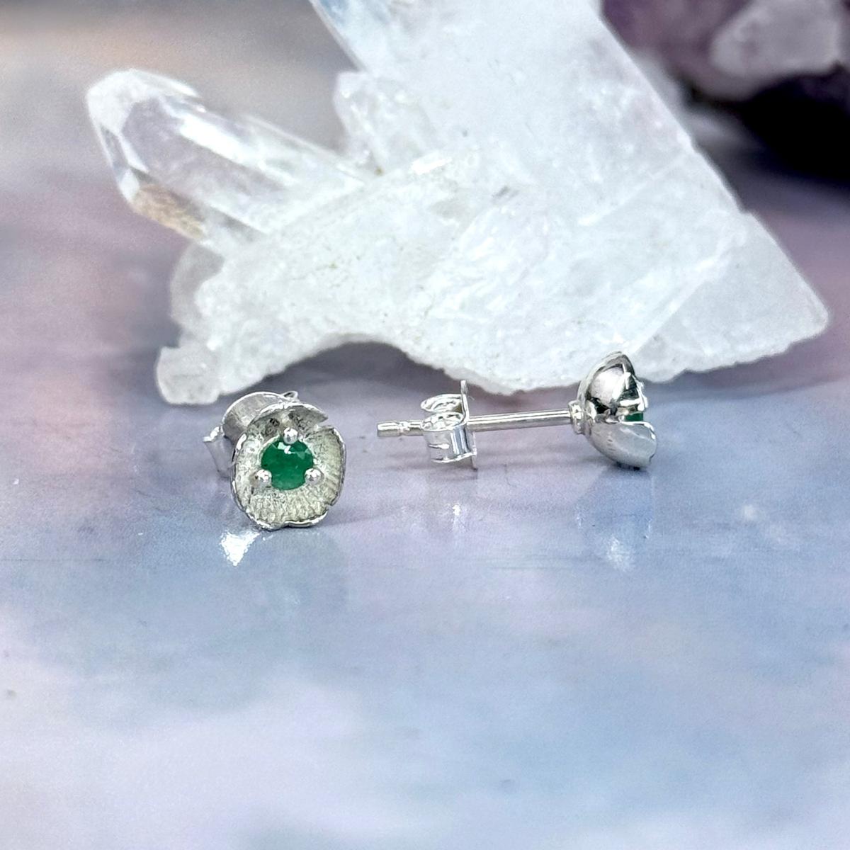 Emerald Flower Studs