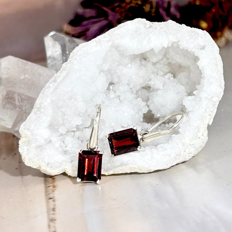 Classic Garnet Drop Earrings