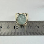 Aquamarine Wide Band Silver Ring