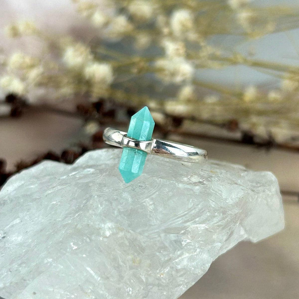 Amazonite Crystal Bar Ring