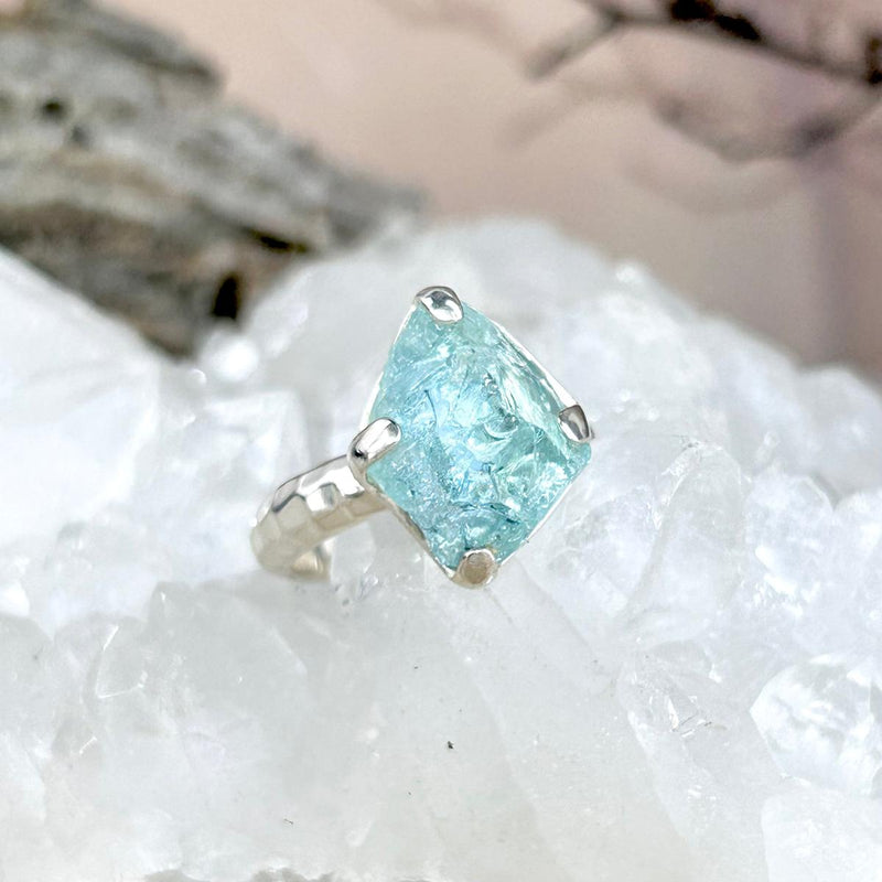 Small Band Size Aquamarine Ring