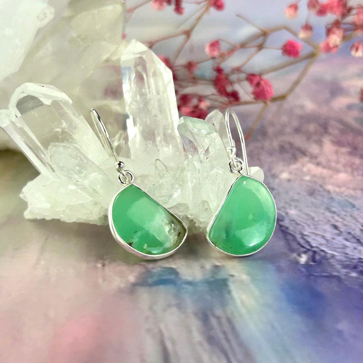 Green Stone Sterling Silver Earrings