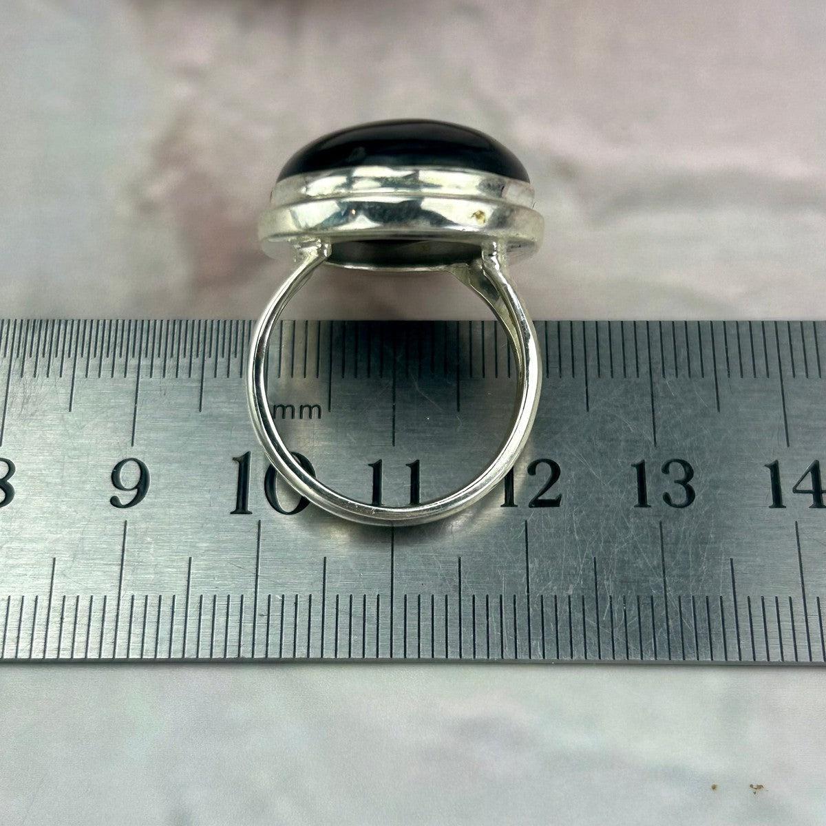 Split Band Obsidian Ring