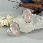 Rose Quartz Battered Silver Ring