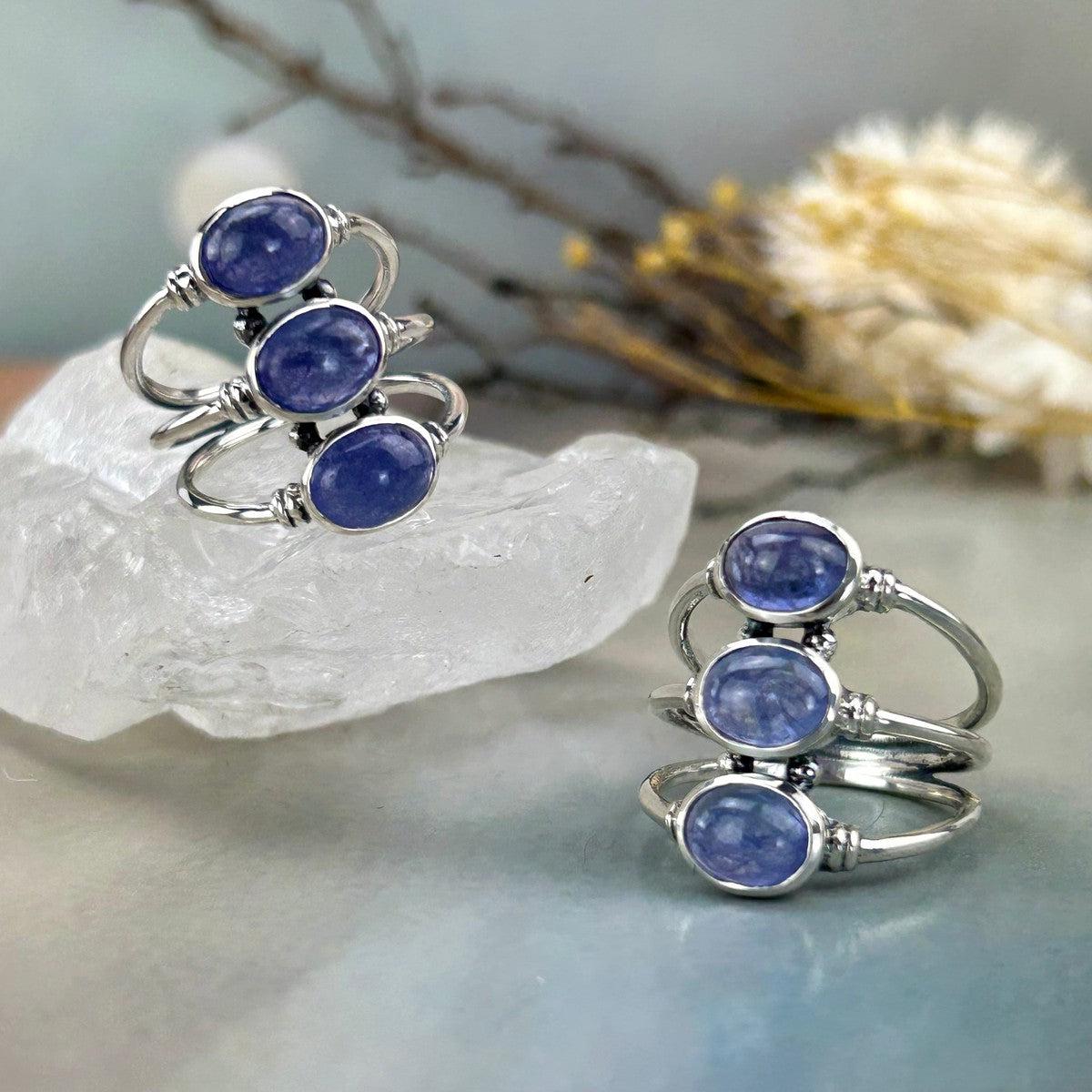 Tanzanite Triple Stone Ring