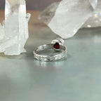 Etched Silver Garnet Ring