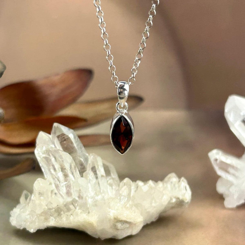 Garnet Eye Shape Pendant