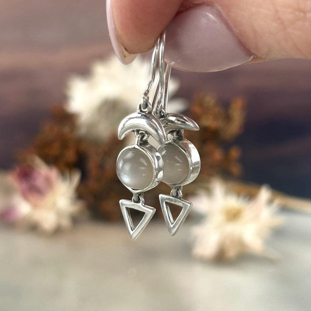 Grey Moonstone Sterling Silver Earrings
