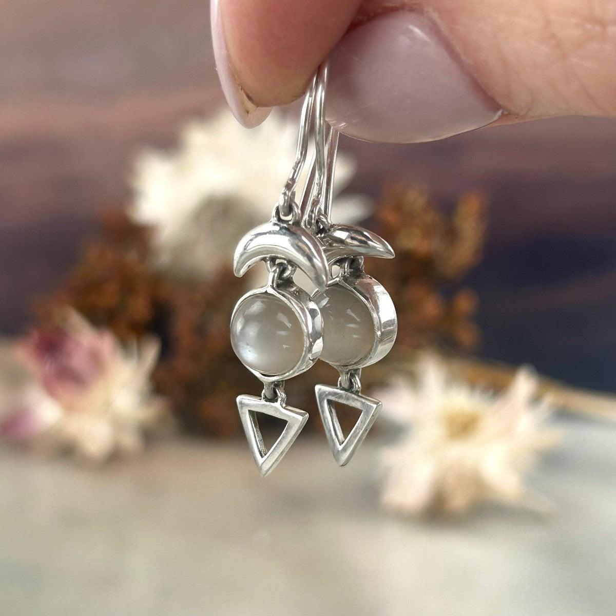 Grey Moonstone Sterling Silver Earrings