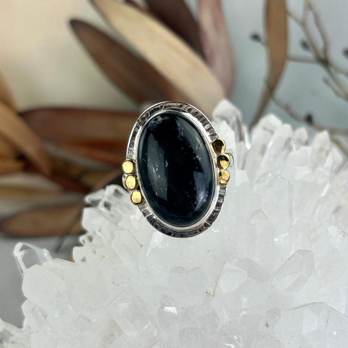 Black Tourmaline Sterling Silver Ring