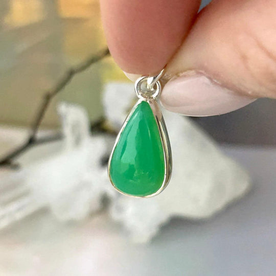 Chrysoprase Elongated Teardrop Pendant
