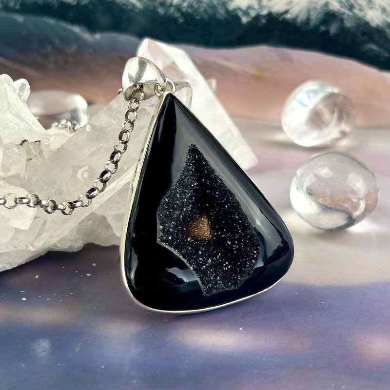 Black Agate Druzy Pendant