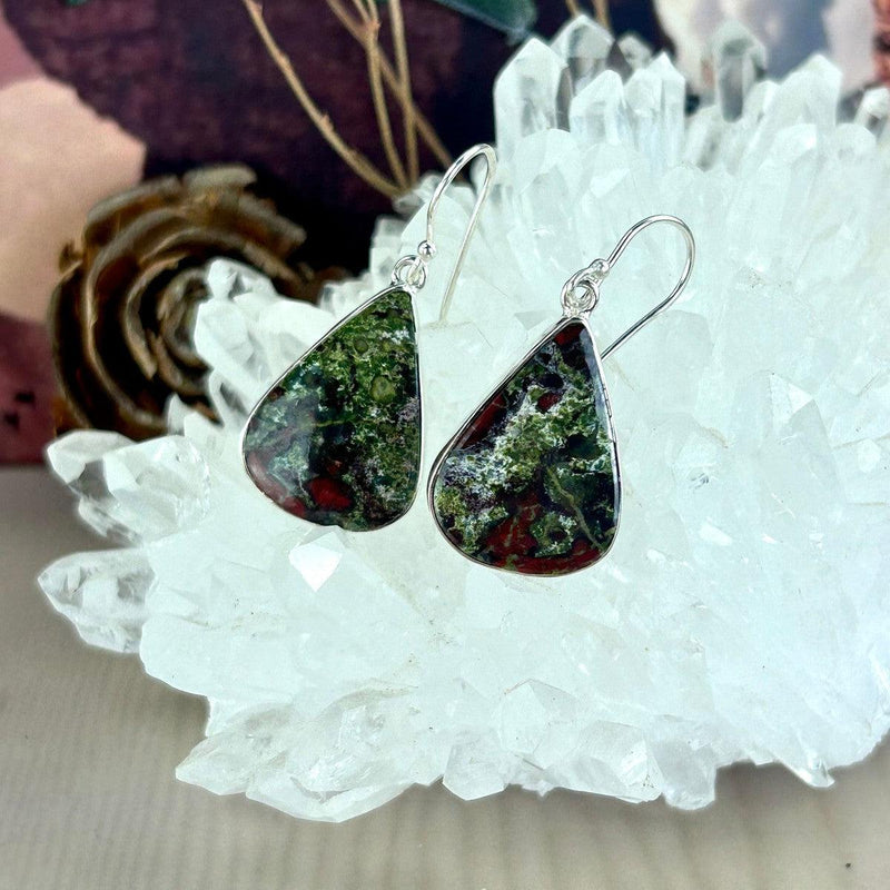 Dragon Stone Pear Drop Earrings