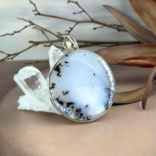 Merlinite (Dendritic Opal) Round Pendant