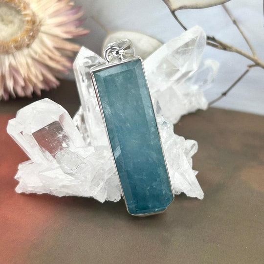 Aquamarine Rectangle Bar Pendant