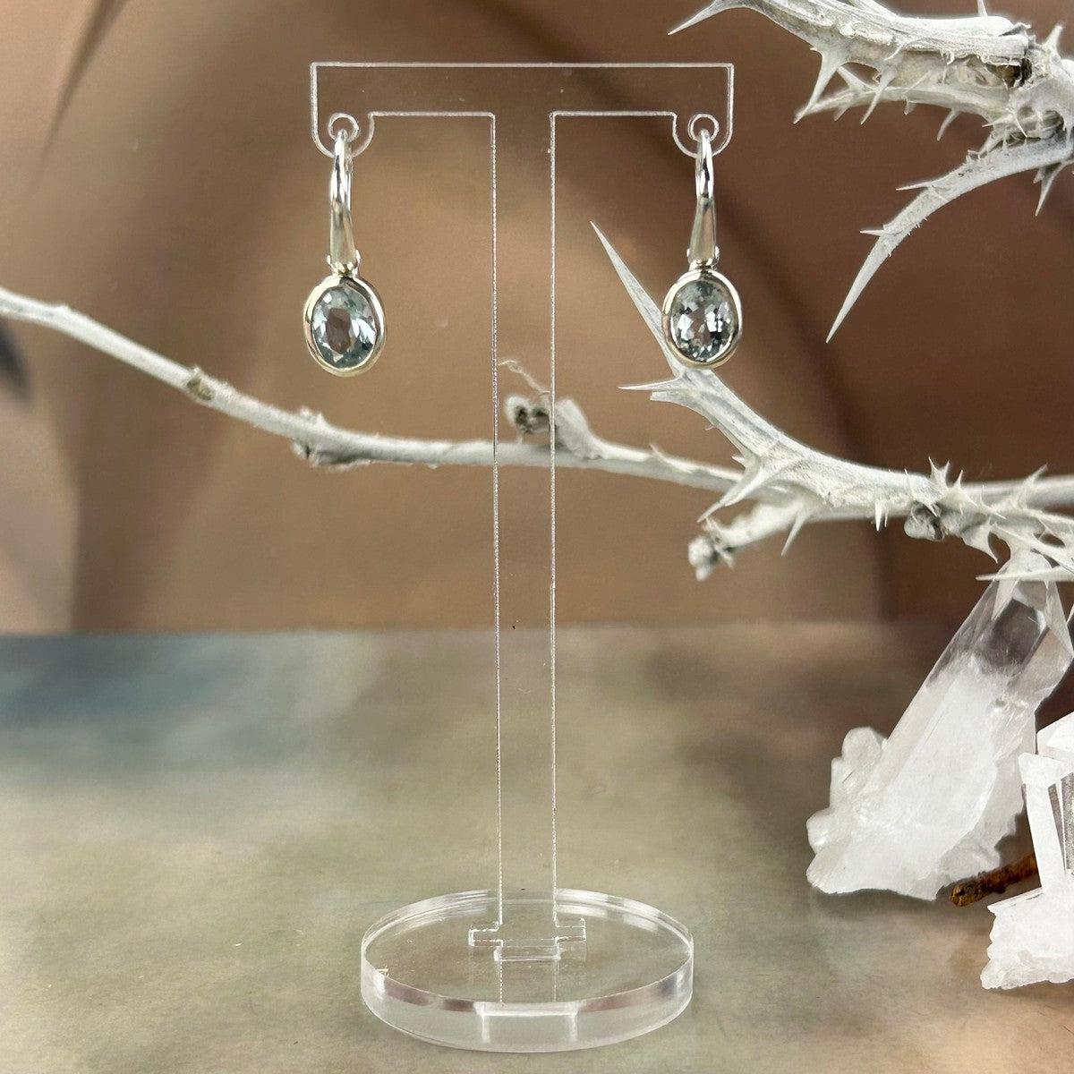 Aquamarine Oval Cut Drop Earrings