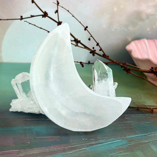 Selenite Moon Bowl