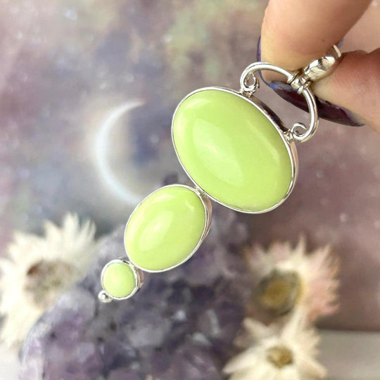 Lemon Chrysoprase Triple Drop Pendant