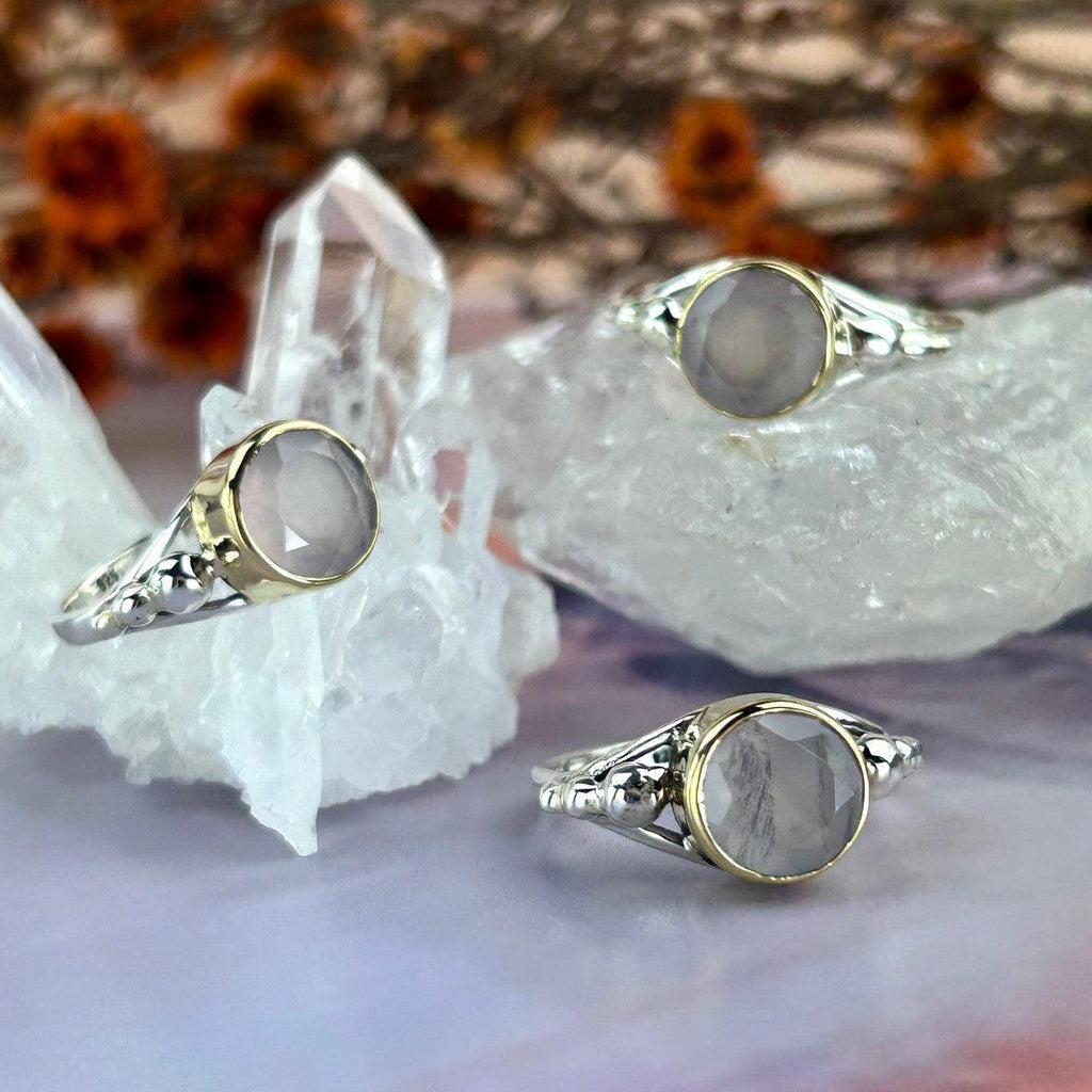 Rose Quartz Mixed Metal Ring