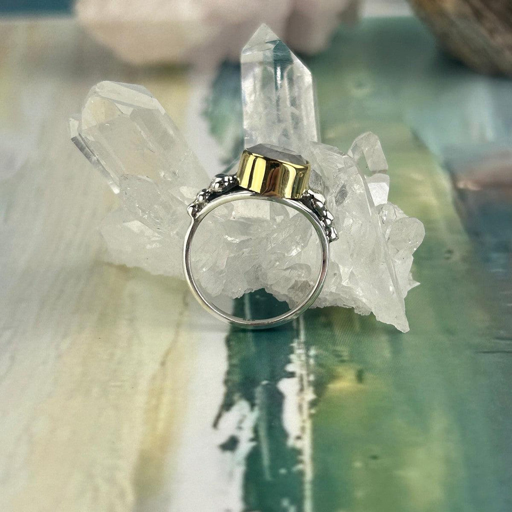 Silver And Gold Moonstone Ring