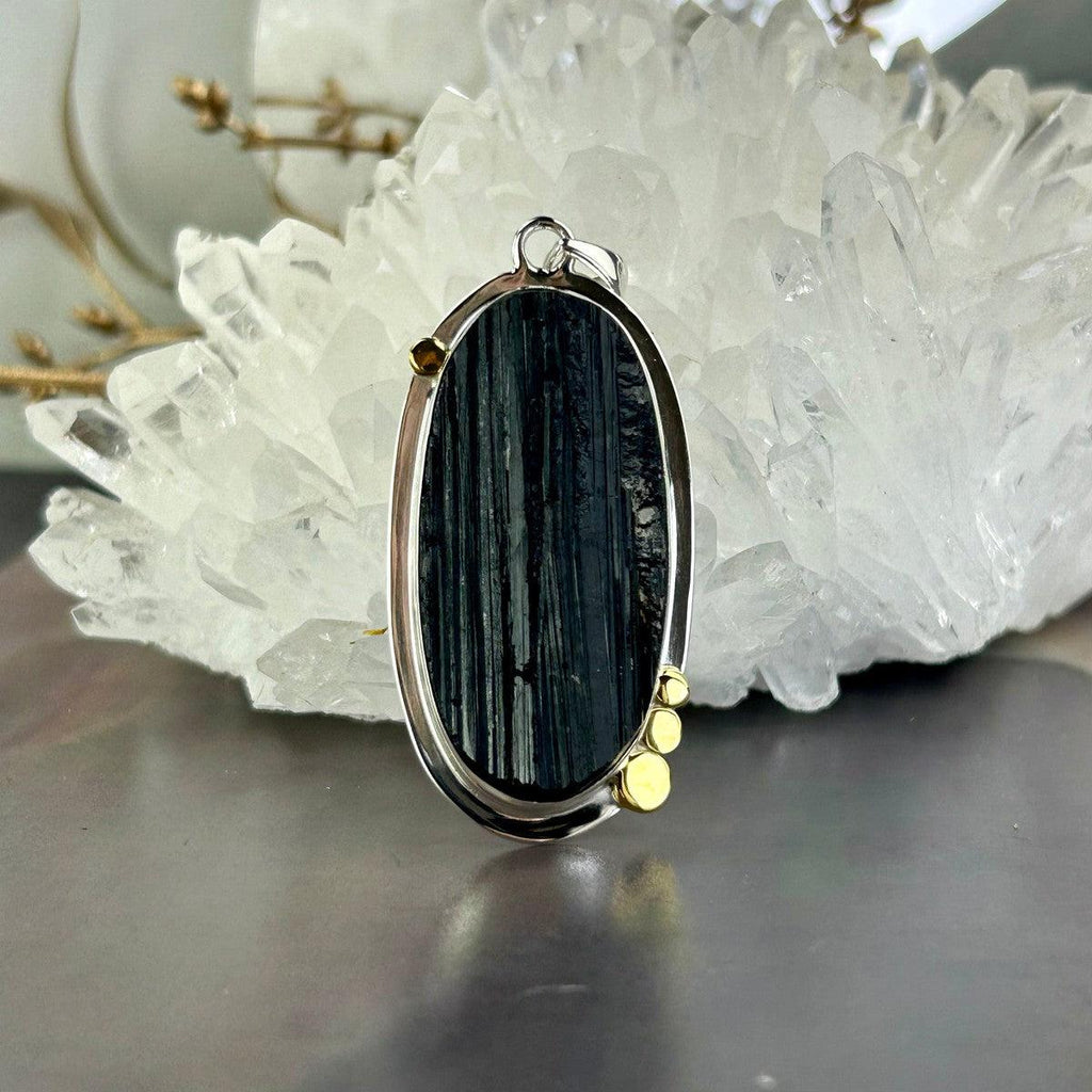 Black Tourmaline Raw Assorted Shape Pendants