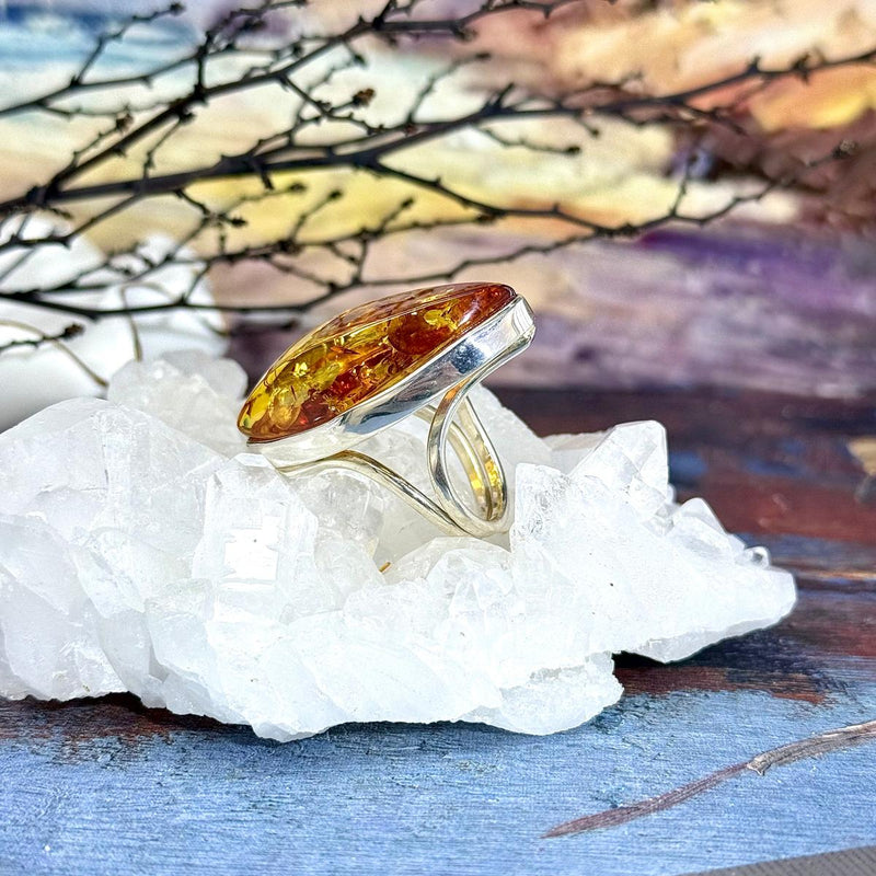 Adjustable Size Amber Ring