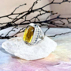 Women's Large Size Citrine Ring