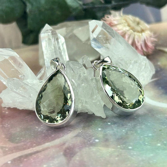 Green Amethyst Teardrop Cut Pendants