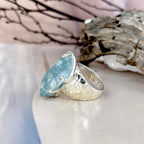 Real Aquamarine Crystal Ring