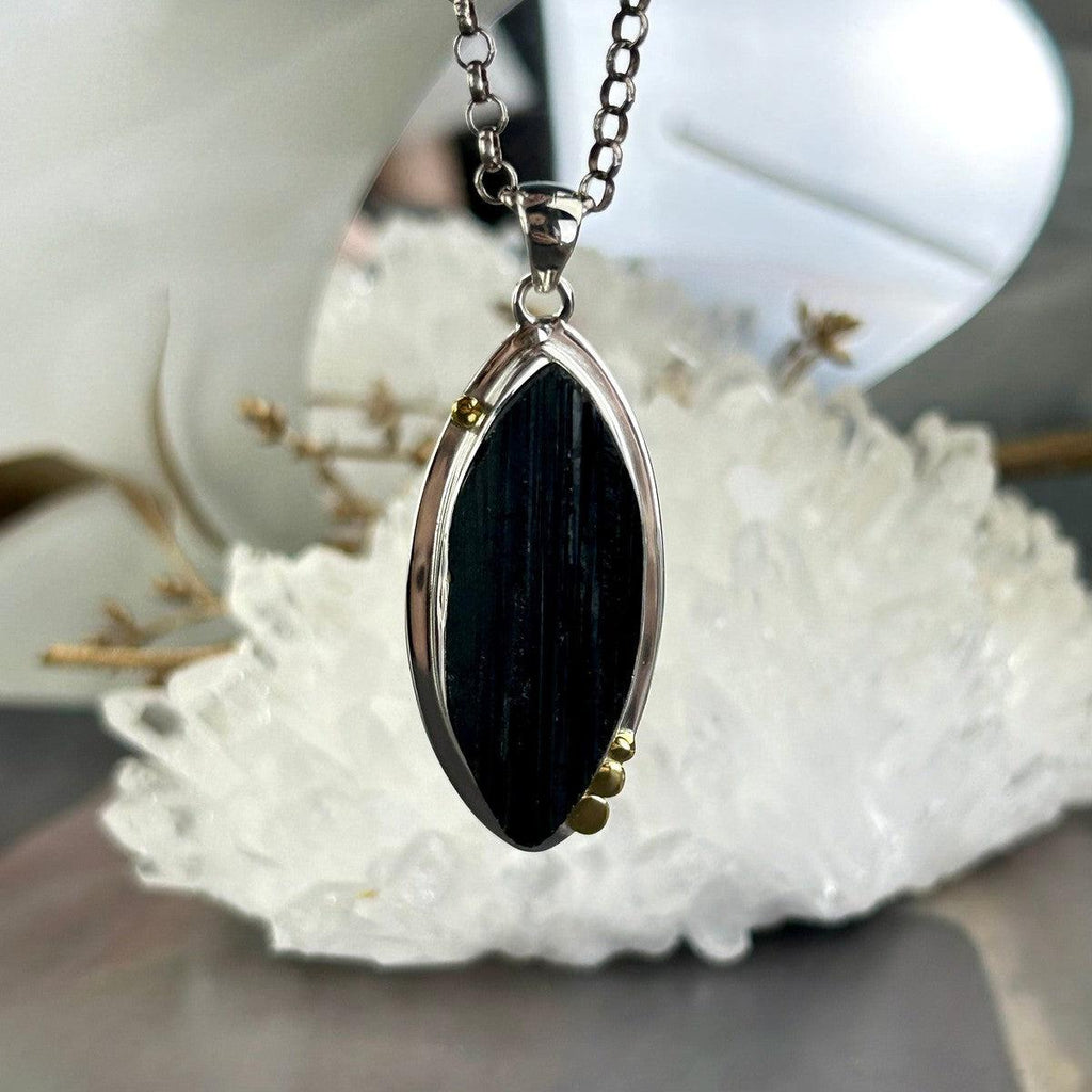 Black Tourmaline Raw Assorted Shape Pendants