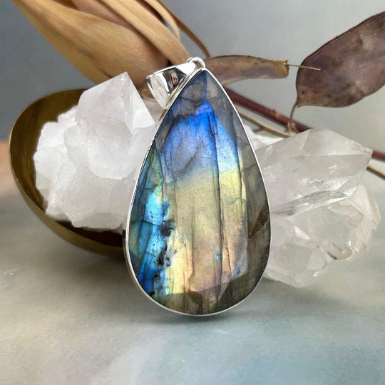 Labradorite Teardrop Cut Large Pendant