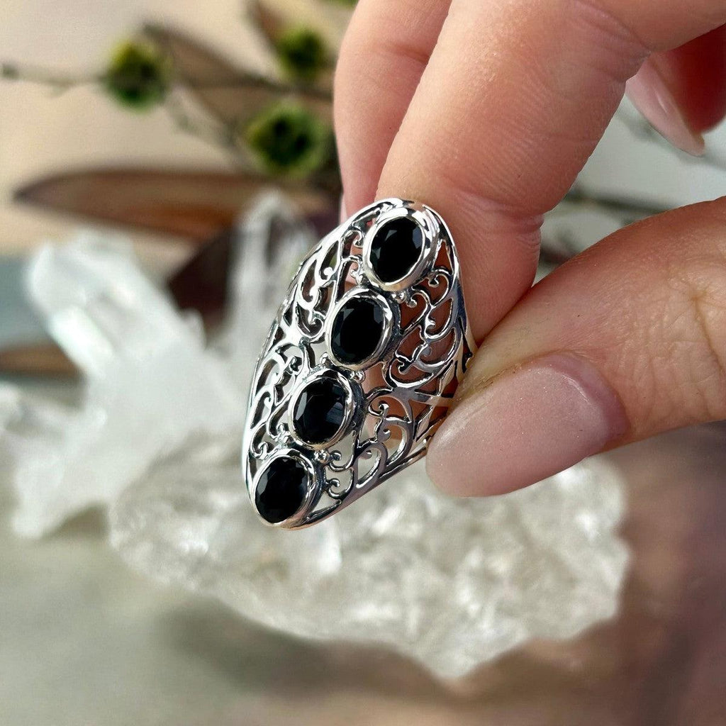 Filigree Pattern Gemstone Ring