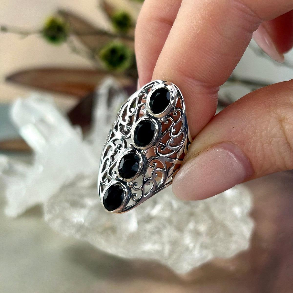 Filigree Pattern Gemstone Ring