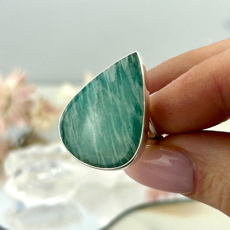 Green Crystal Teardrop Ring