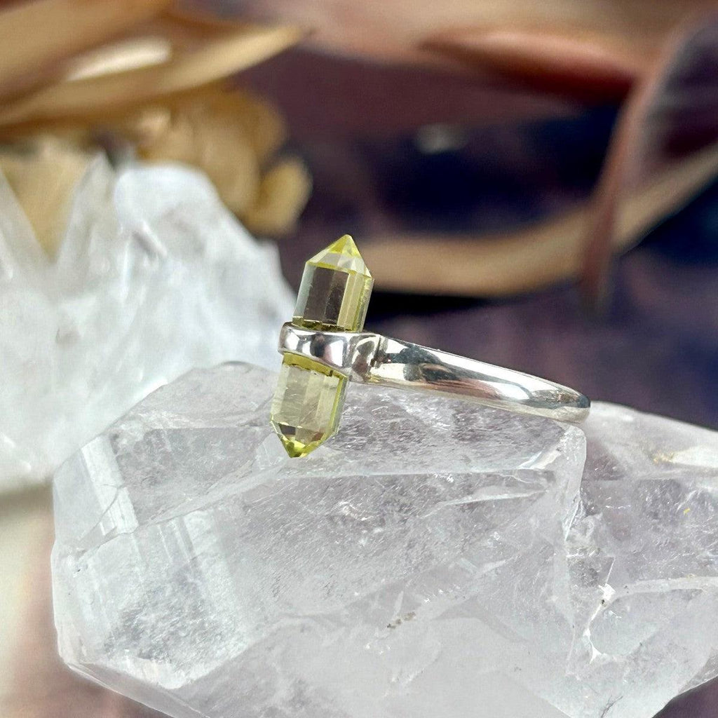 Yellow Crystal Bar Ring