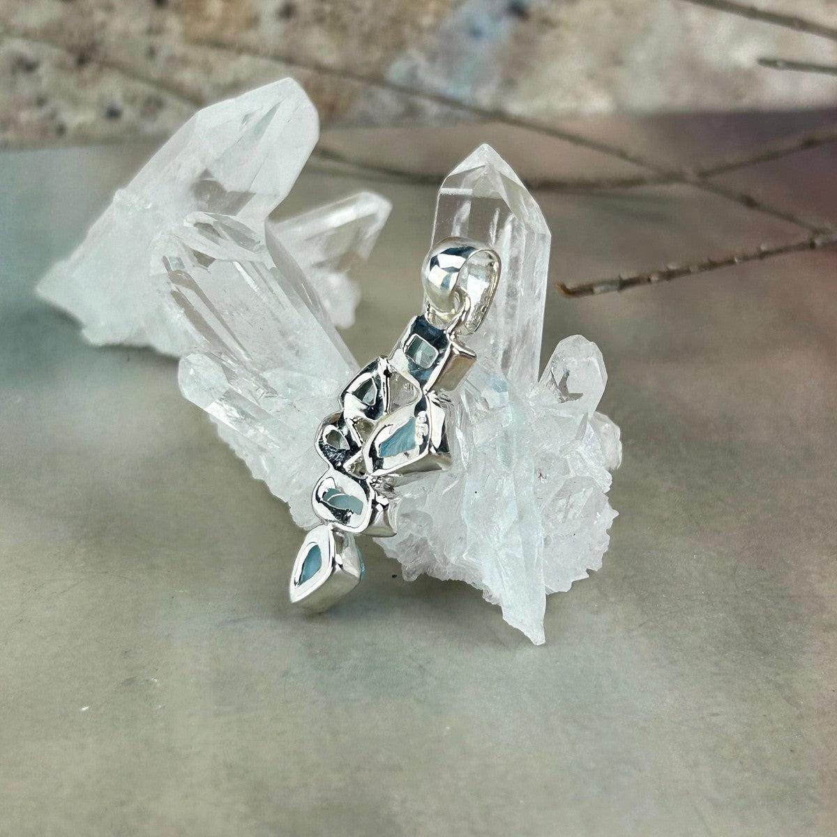 Solid Silver Blue Topaz Pendant